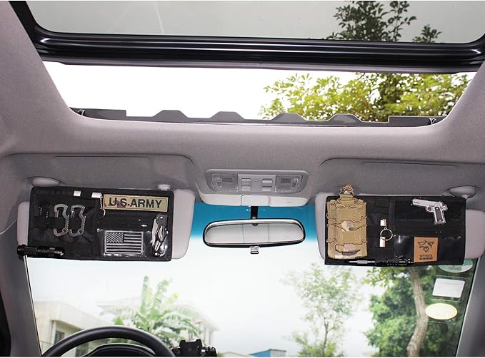 WYNEX Molle Visor Panel Organizer, Tactical Car Sun Visor Cover Molle Webbing Compatible Vehicle Visor Storage Holder Pouch
