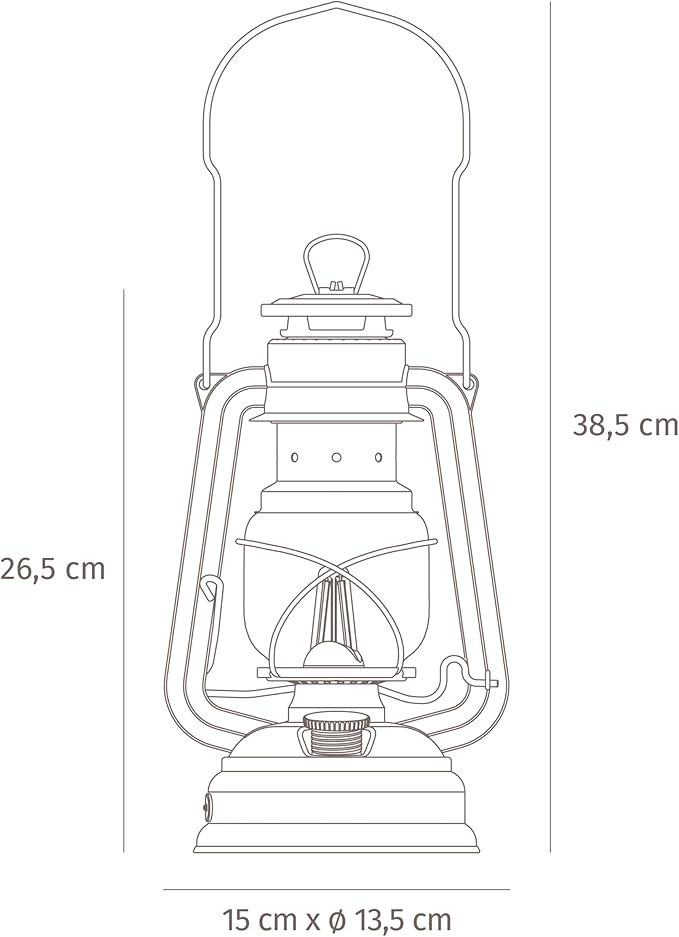 Outdoor Kerosene Fuel Lantern, German Made Weather Resistant Baby Special 276 Galvanized Hurricane Lamp for Camping or Patio, 10 Inches, Matte Black