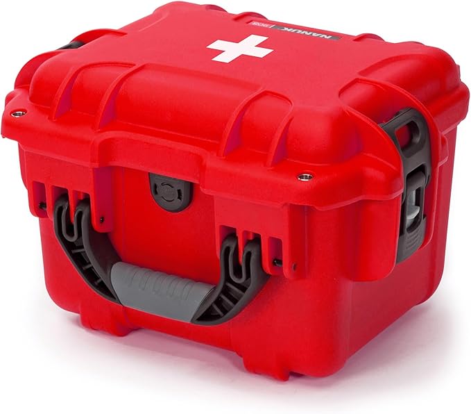 NANUK 908 Waterproof First Aid Box Empty – Durable, Medical First Aid Organizer Case, IP67-Rated, Dustproof, Impact-Resistant, and Floats (7.4" x 4.9" x 3.1") – Red