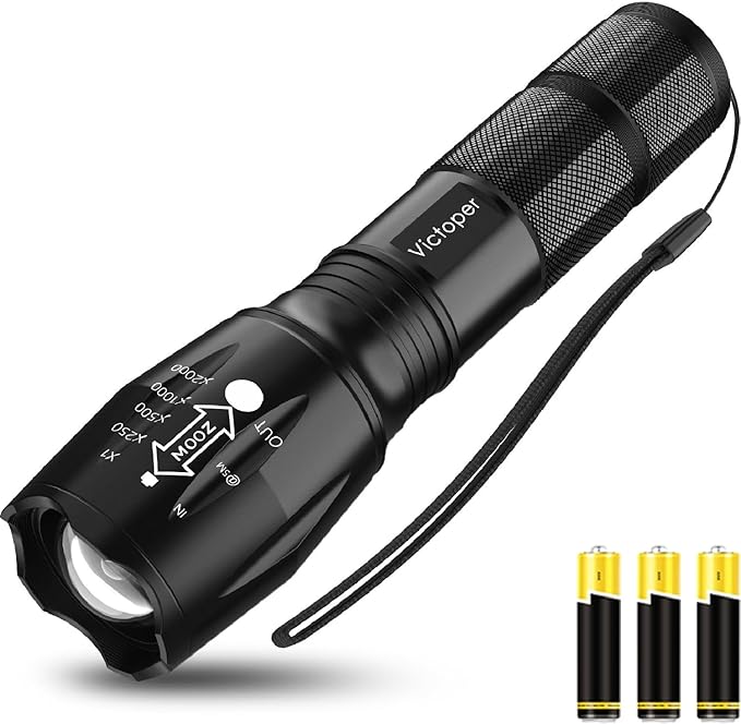 Victoper Work Light, Bright Tactical Flashlights High Lumens with 5 Modes, Waterproof Focus Zoomable Flash Light, Portable Flashlight for Job Site Lighting, Camping, Hiking, Outdoor, Home