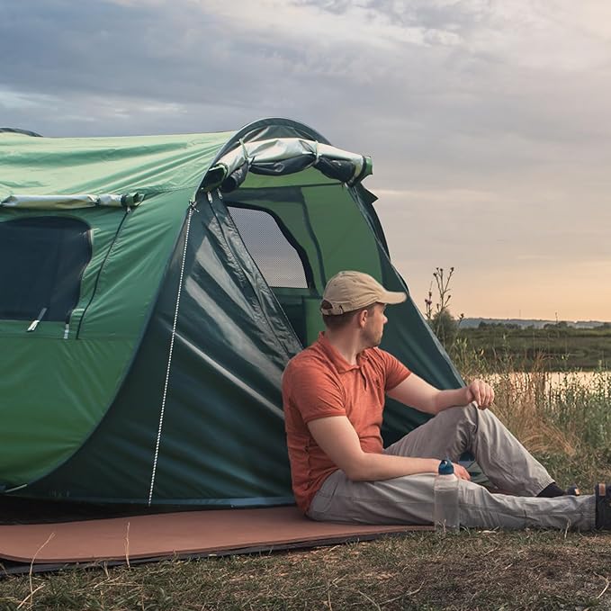 Pop Up Tents for Camping, 2/3/4 Person Camping Tent with Extra Storage, UV Protection Waterproof Tent Fully Taped Seams, 2 Doors Easy Pop Up Tent for Camping, Hiking and Traveling