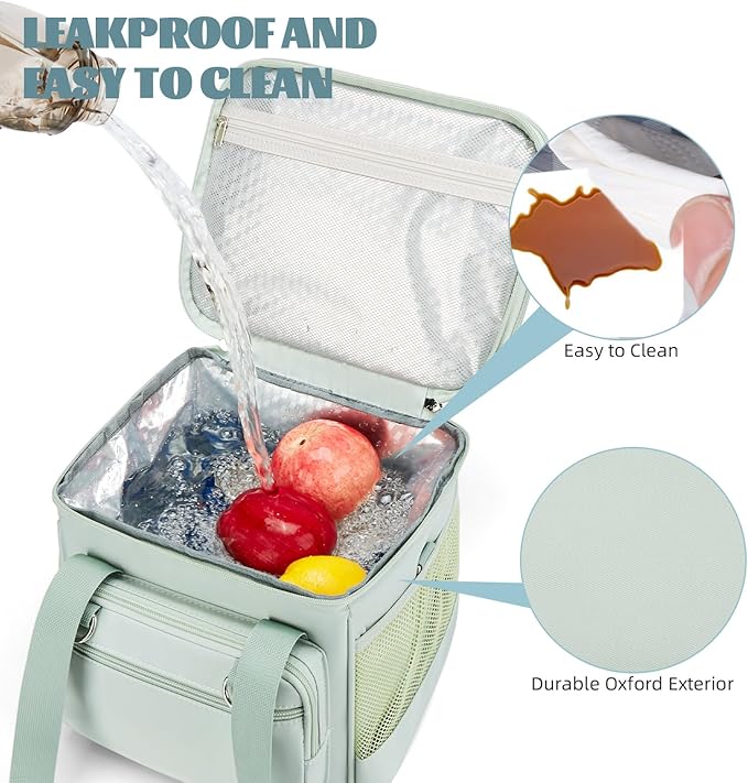 Insulated Lunch Box for Men/Women: Reusable Lunch Bag for Work Office Daytrip Picnic Beach - Leakproof Cooler Tote Bag Organizer for Adults - Green