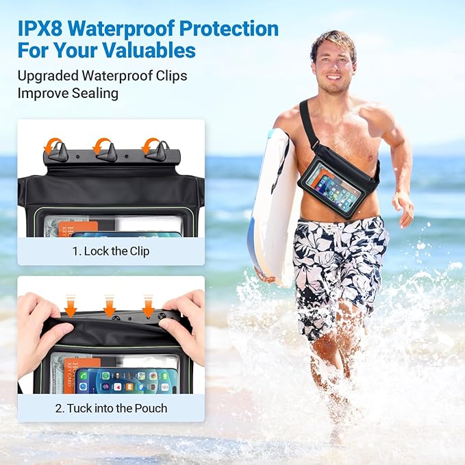 F-color Waterproof Fanny Pack Floating - Waist Pouch with 35oz Buoyancy - Cruise Essentials Must Haves Waterproof Bag Keeps Phone Valuables Safe for Swimming Beach Kayaking Boating