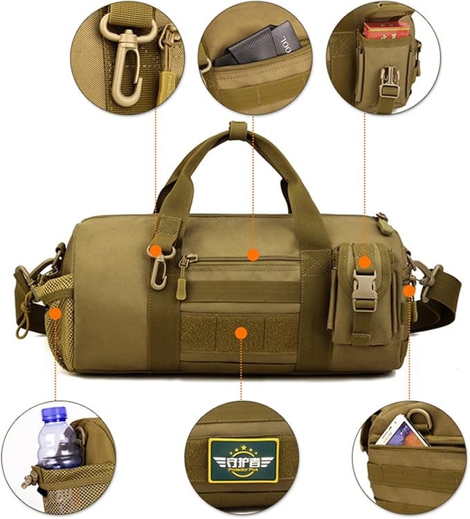 Huntvp Tactical Duffle MOLLE Handbag Gear Military Travel Carry On Shoulder Bag Small Valise