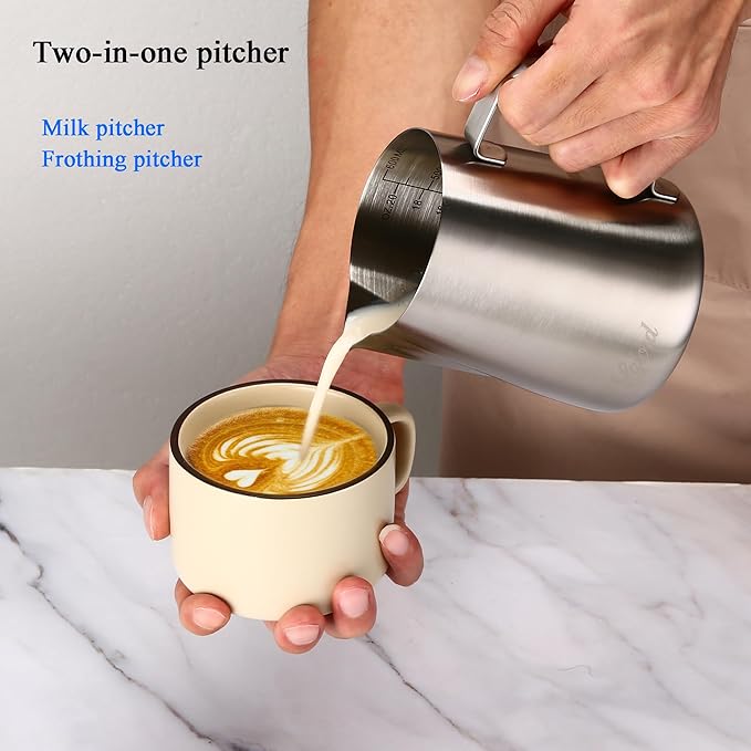 Pour Over Coffee Maker, 304 Stainless Steel wIth 100 pcs Size 02 Cone Paper Filters & 600ml Milk Frothing Pitcher, for Home & Camping