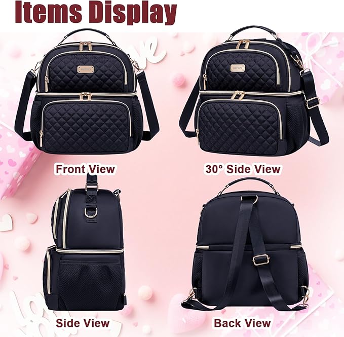 Weitars Lunch Bag for Women,Dual Compartment Lunch Box for Women Lunch Tote for Work,Insulated Leakproof Large Lunchbox Lunch Cooler for Adult for Men, Women, Lunchbag for Hiking,Picnic,Beach