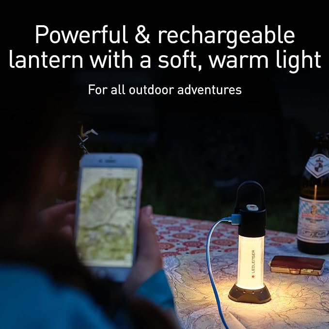 Ledlenser, ML6 Warm White Light Camping Lantern, LED with Micro Prism Technology, 750 Lumens, USB Rechargeable, Backpacking, Hiking, Camping, Black