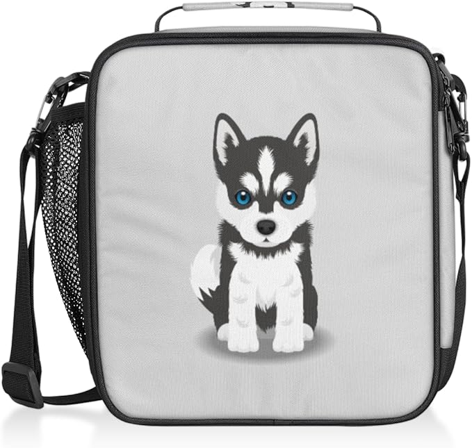 Husky Dog Insulated Lunch Bag Kids Cute Puppy Thermal Meal Reusable Lunch Box for Girls,Boys Waterproof Back to School Picnic