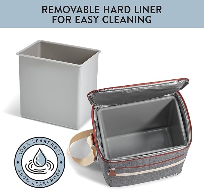 Fit & Fresh Foundry Soft Cooler Bag Insulated Leak Proof, 12 Can Small Soft Sided Cooler Bag for Men and Women, Portable Travel & Beach Cooler Bag with Removable Hard Liner, Stain Resistant