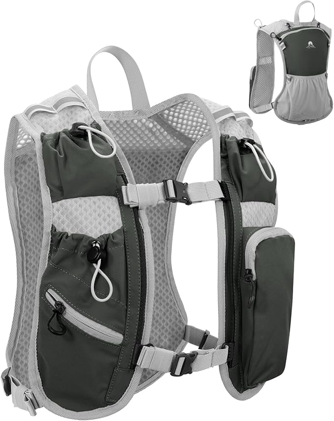 Running Vest for Women and Men, Hydration Backpack for Runners, Trail, Hiking, Biking and Walking, with Front Phone Holder, Adjustable Chest and Waist Strap