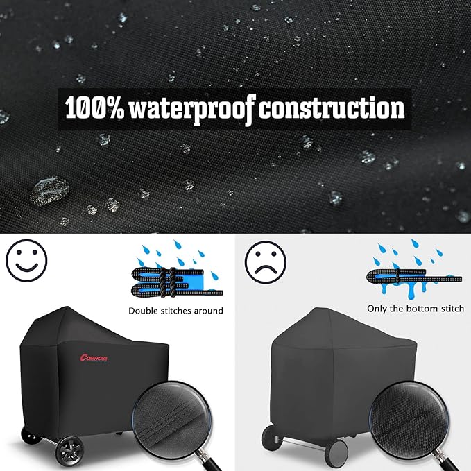 Comnova Grill Cover for Weber 22 Inch Performer Premium and Deluxe - 600D BBQ Cover for Weber Performer Premium/Deluxe 22" Charcoal Grill, Heavy Duty, Waterproof, Fade Resistant and Tear Resistant