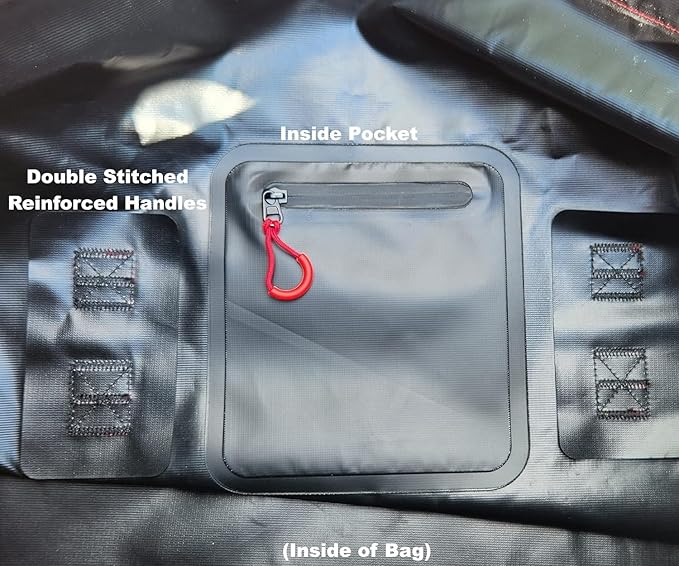 Motorcycle Waterproof Duffel Bag With Tie Down Straps, Marine Grade (60 Liter/15.8 Gallon, Rocky Series, Black)