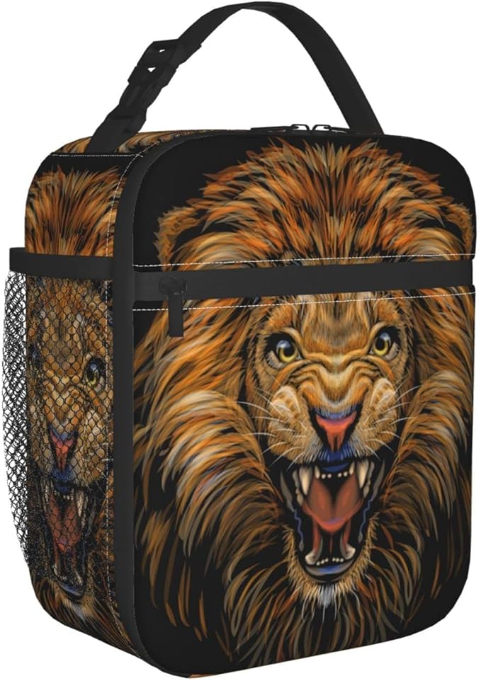 Lion Lunch Box Reusable Insulated Totes Lunch Bag Thermal Cooler For Boy Girls School Men Women Beach Picnic Travel
