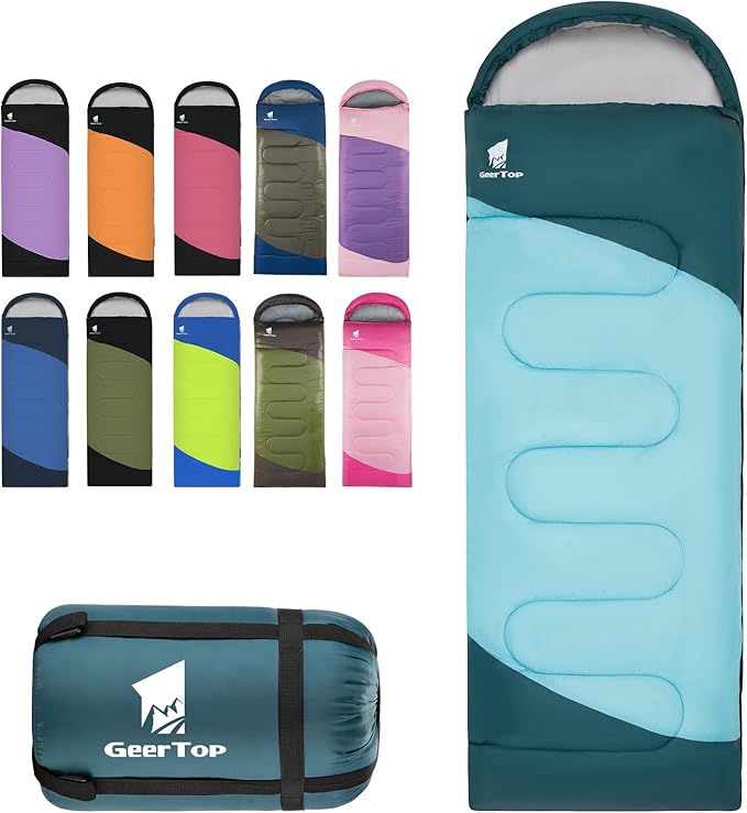 GEERTOP Backpacking Sleeping Bag for Camping, Lightweight Sleeping Bags for Adults Kids Summer Warm Cold Weather Hiking Travel