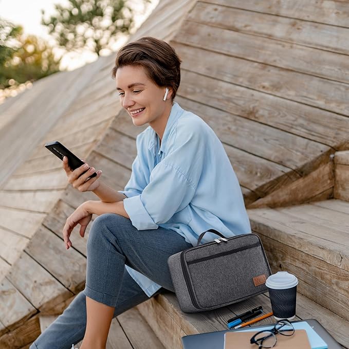 Lifewit Freezable Lunch Box, Insulated Reusable Lunch Bag with 2 Ice Packs, Mini Cooler Snack Bag for Bento Box for Salad, Sandwich, Snacks fo Men Women for Work, Dark Gray 5L