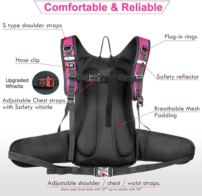 Hydration Pack, Insulated Hydration Backpack with 2L BPA Free Water Bladder and Storage, Hiking Backpack for Men, Women, Kids for Running, Cycling, Camping - Keep Liquid Cool up to 5 Hours