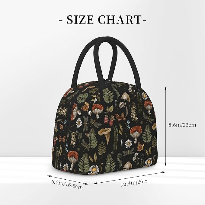 Mushroom Lunch Bag Lunch Box for Women Men Boys Girls, Reusable Insulated Lunch Tote Bag, Leakproof Thermal Cooler Sack Food Handbags High Capacity for Work School Picnic Camping Gifts