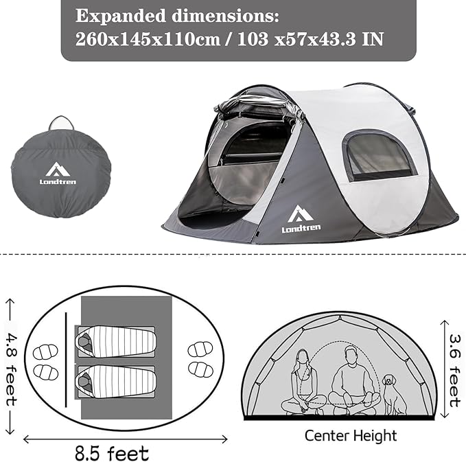 Pop Up Tents for Camping 2 Person Waterproof Army Surplus Military Popup Tent Camping Easy Up Camping Tents Instant Tent Big