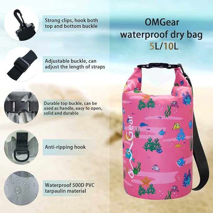 OMGear Waterproof Dry Bag Backpack Phone Pouch 40L/30L/20L/10L/5L Floating Dry Sack for Kayaking Boating Outdoors Activities
