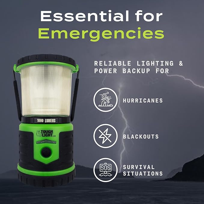 USB Rechargeable Camping Lantern, 1000 Lumens LED Lantern, Tent Lamp, 12000mAh Power Bank, 400 Hour, 7 Modes, Candle Feature, for Outdoors & Emergency