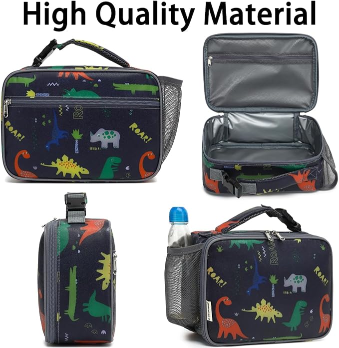 Insulated Lunch Box for School, Thermal Reusable Durable Freezable Lunch Bags for Kids Boys Girls Men Women - Small Soft Cooler Portable Lunch Tote Kit for Work Picnic Travel,Dinosaur
