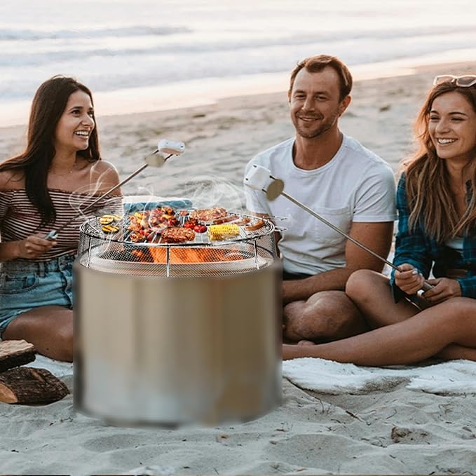 Uniflasy Fire Pit Shield and Cooking Grate for Solo Stove Ranger 15",304 Stainless Steel Spark Screen Cooking Grate for Backyard & Outdoor Fire Pits,Fire Pit Accessory Kits for Solo Stove Ranger