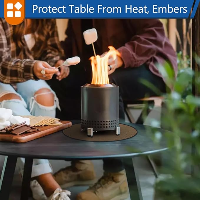 Anze 20" Tabletop Fire Pit Mat, 4 Layers Round Fireproof Mat Campatible with Solo Stove Melsa XL, Heat Resistant Small Rug for BBQ Grill, Non Slip Resuable Pad Solo Stove Accessories