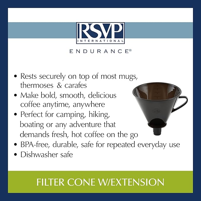 RSVP Manual Drip Coffee Filter Cone for Carafes or Thermos