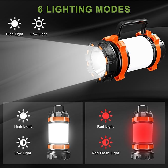 Camping Lantern Rechargeable , Alpswolf Camping Flashlight 4000 Capacity Power Bank,6 Modes, IPX4 Waterproof, Led Lantern Camping, Hiking, Outdoor Recreations, USB Charging Cable Included
