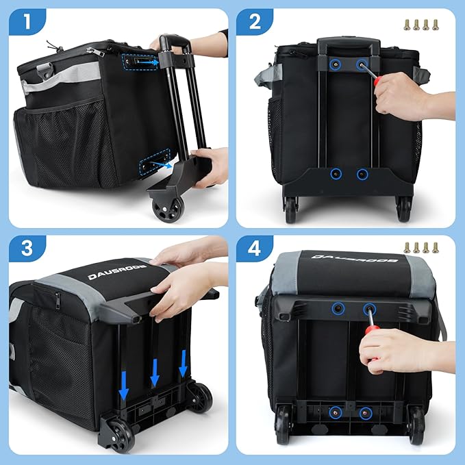 Rolling Cooler with Wheels, Heavy Duty Leakproof Soft-Sided Ice Chest, 12Hrs Ice Retention & Enhanced Stability Wheeled Coolbag, Insulated Travel Cooler for Camping,Grocery,Beach,Outdoor