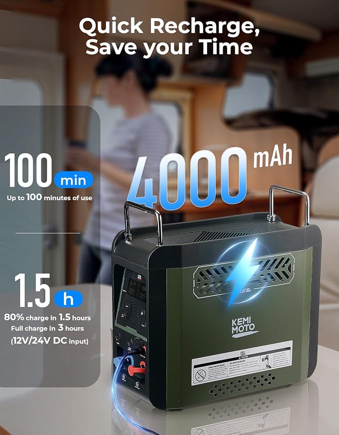 KEMIMOTO Portable Water Heater Constant Temperature, Propane Water Heater with Pump, Max 100 Mins 3s Instant Hot 20,000 BTU, 4000mAh Rechargeable Battery, Suits for Outdoor Camping Hunting Cleaning