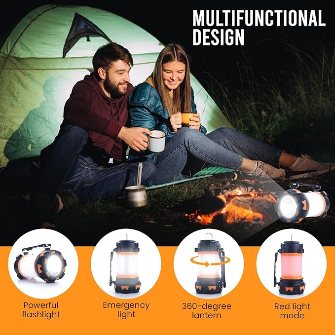AYL LED Camping Lantern Rechargeable, Super Bright Lantern Flashlight and 360 Degree Illumination, Power Bank, IPX4 Waterproof for Hurricane Emergency Survival, Power Outages, Hiking, Home, Tent Light