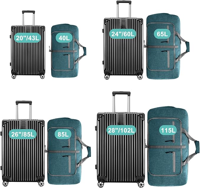 Dimayar 65L Travel Duffle Bag for Men Women - Foldable Duffel Bag with Shoes Compartment - Overnight Bags Waterproof & Tear Resistant(Green)