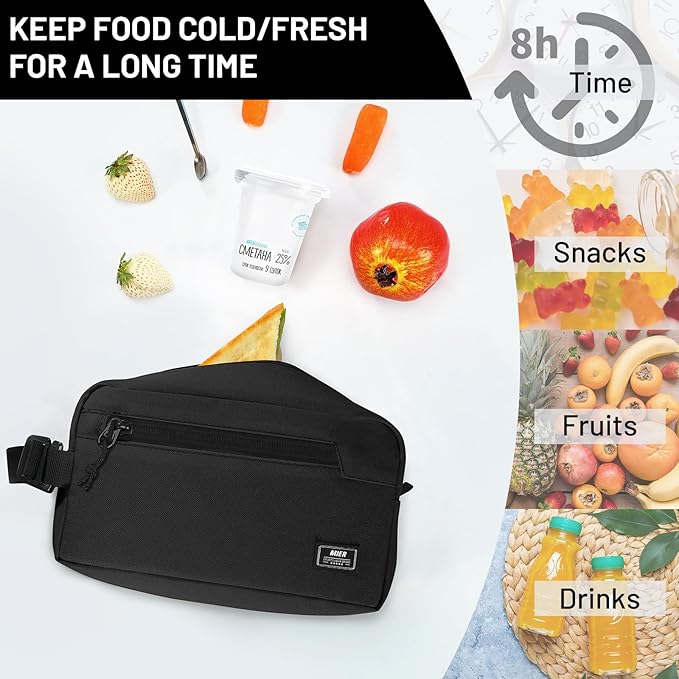 MIER Freezable Snack Bags Small Frozen Mini Cooler Lunch Bag Freezer Insulated Pouch for Kids Adults Work School Travel On-the-go, Black