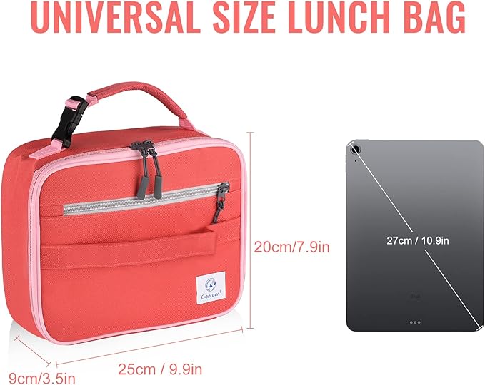 Genteen Lunch Box Lunch Bag for Kids Girls,Insulated Lunch Bag Women,Reusable Lunchbox for School,Work,Outdoor (Red)