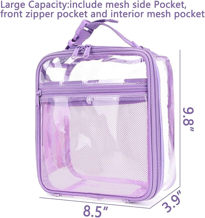 FlowFly Kids Lunch box Insulated Soft Bag Mini Cooler Back to School Thermal Meal Tote Kit for Girls, Boys, PurpleClear