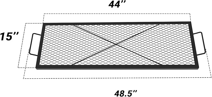 onlyfire Rectangle X-Marks Fire Pit Cooking Grate, 44-Inch