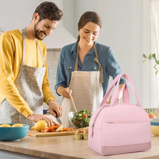 Lunch Box Lunch Bag for Women Men, Leakproof, Insulated Lunch Box Tote with Large Capacity, Lunch Container for Work/Office (Pink)