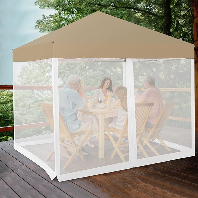 Mosquito Net for 10' x10' Patio Gazebo, Outdoor Netting for Camping Canopy Pop Up Tent Screen House Wall Mesh Sidewall with Zipper, Universal Replacement, White