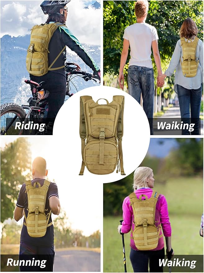 SMONT Tactical Molle Water Hydration Running Backpack - Lightweight with 2.5L Water Bladder for Men Hiking