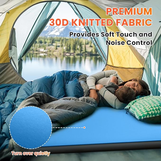 Self Inflating Sleeping Pad with Built-in Electric Pump, 4" Ultra Thick Memory Foam Double Camping Mattress, Fast Deflating Camping Sleeping Pad, 4 Season Insulated Sleeping Pad for Hiking, Tent, Car