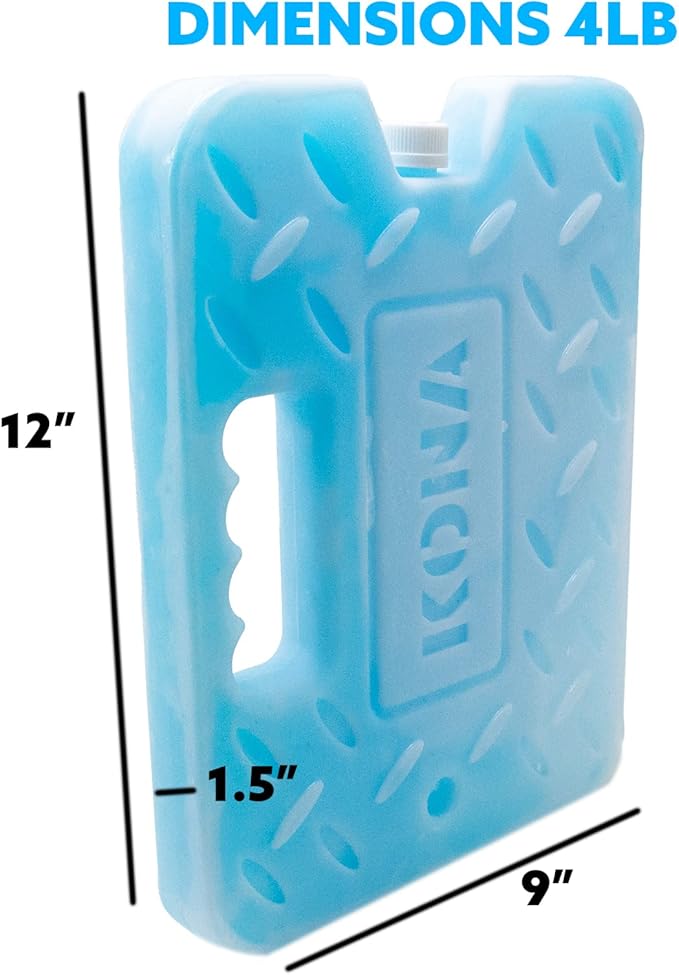 Kona Large Ice Pack for Coolers [Blue Ice 4lb] Extreme Long Lasting Design Absorbs Heat to Cool Faster - Refreezable. Reusable. Colder Than Ice (-5C) Cooler Ice Pack