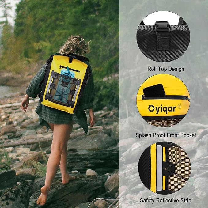 Waterproof Backpack Heavy Duty Dry Bag Roll Top Closure Waterproof Bag Waterproof Bag with IPX8 Waterproof Phone Case