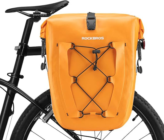 ROCKBROS Bike Panniers Waterproof Rear Rack Bag Max 30L Large Capacity for Cycling Traveling Commuting