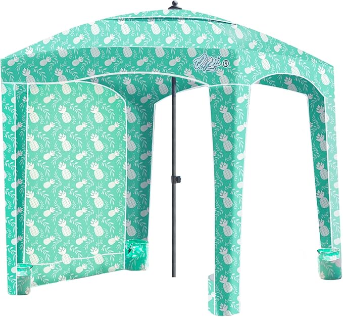 Qipi Beach Cabana - Easy to Set Up Canopy, Waterproof, Portable 6' x 6' Beach Shelter, Included Side Wall, Shade with UPF 50+ UV Protection, Ultimate Sun Umbrella - for Kids, Family & Friends