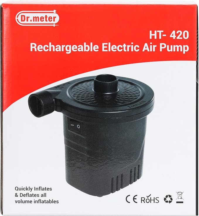 Dr.meter Air Pump for Inflatables, Rechargeable 4000mAh Battery Air Mattress Pump - Portable Quick-Fill Inflator Deflator for Outdoor Camping Inflatable Pool Float Boat Raft Yoga Ball Swim Ring Airbed