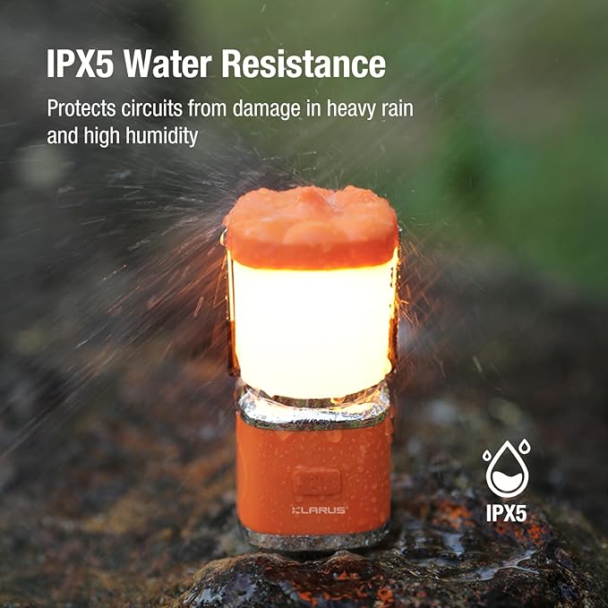 KLARUS CL8 Small Camping Lantern & Light, Pumpkin Pocket Rechargeable Camping Flash Light Tent Light, Hanging Hook, USB-C Port, IPX5 Waterproof