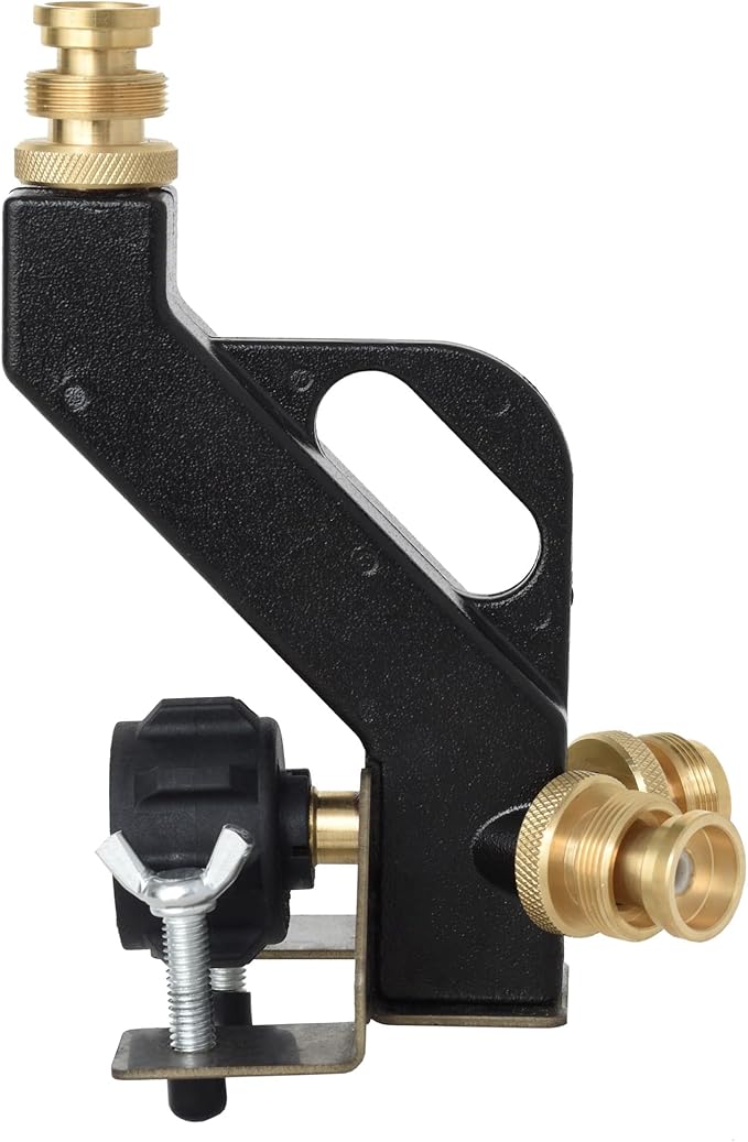 Flame King FK-DTMINI Mini 3-Port Distribution Tree for Camping, Connects 1-lb Appliances to a Standard Propane Tank, Perfect for Lanterns, Stoves, Heaters, and Grills, Black & Gold