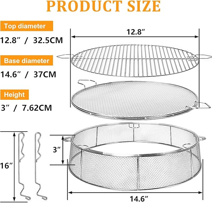 Uniflasy Fire Pit Shield and Cooking Grate for Solo Stove Ranger 15",304 Stainless Steel Spark Screen Cooking Grate for Backyard & Outdoor Fire Pits,Fire Pit Accessory Kits for Solo Stove Ranger