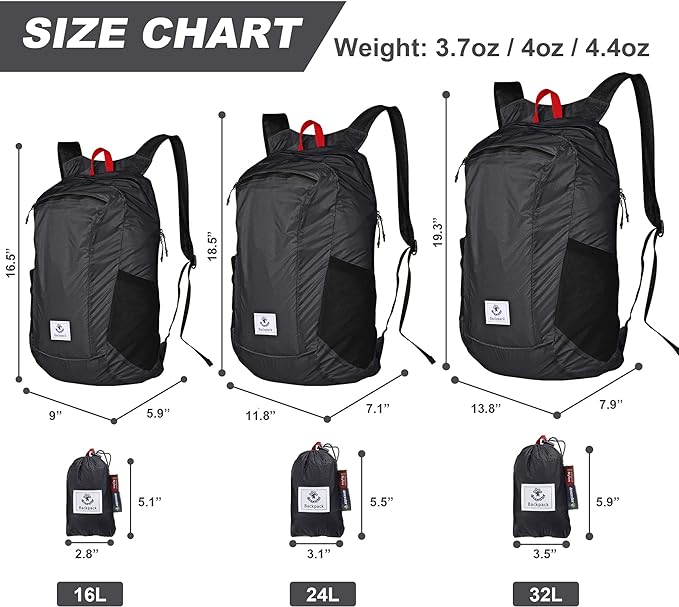 4Monster Hiking Daypack,Water Resistant Lightweight Packable Backpack for Travel Camping Outdoor